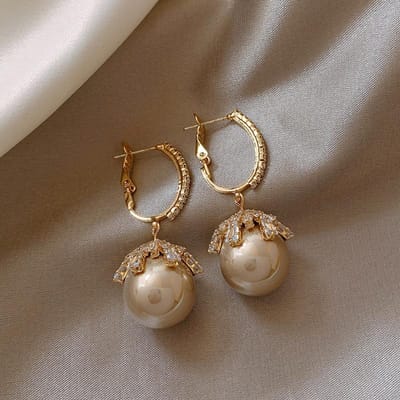 Mode Temperament Zirconium Simulatie Parel Oorbellen Hangers Voor Vrouwen Retro Elegante Druppel Oorbellen Sieraden Cadeau champagne
