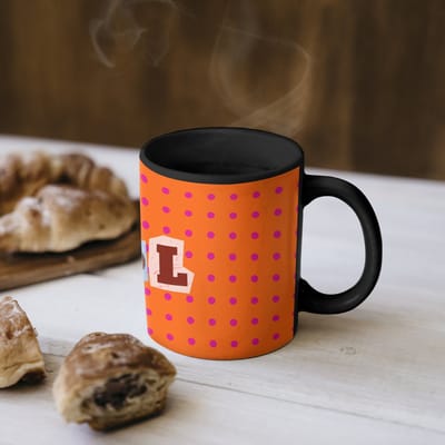 Magische Mok - Foto op Warmte Mokken - Koffiemok - Cool - Stippen - Oranje - Magic Mok - Beker - 350 ML - Theemok - Mok met Tekst