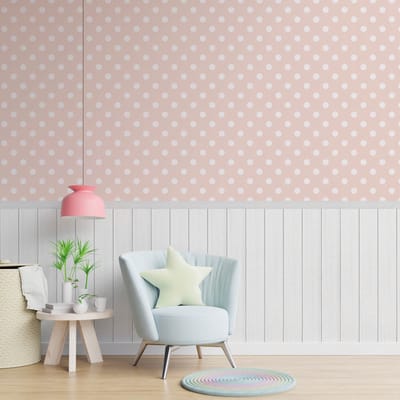 Fotobehang Profhome 398061-GU vliesbehang hardvinyl warmdruk in reliëf licht gestructureerd met kinder patroon mat roze crèmewit zijdegrijs 1,59 m x 2,8 m