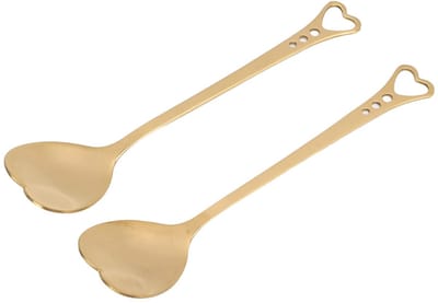 Dailygoods- Lepel Set van 2 - Roestvrij Staal - Hartvormig Ontwerp - Ergonomisch Handvat - Geschikt voor IJs/Dessert - Ideaal Cadeau - Dessertlepel