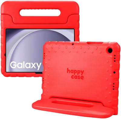 HappyCase Kinder Tablethoes Geschikt voor Samsung Galaxy Tab A11 / Tab A9 | Kindvriendelijke Hoes | Beschemhoes | Kinderhoes | met Handvat en Standaard | Rood