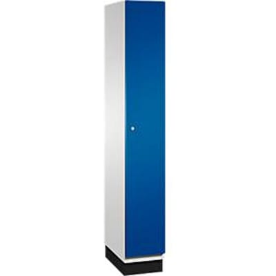 C+P Cambio locker, 1 vak, met sokkel, B 300 x D 525 x H 1980 mm, lichtgrijs/gentiaanblauw