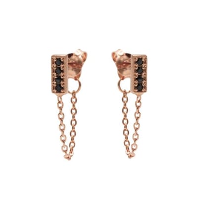 Karma Chain oorbel Black Zirconia Rectangle M2334B Rosé