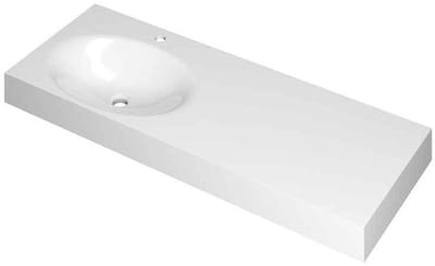 INK Smooth Wastafel Polystone Links met 1 Kraangat - 1200x450x90 mm - Glans Wit
