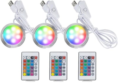 GELLDG 3 stuks RGB LED-lampjes met afstandsbediening - Met kleurinstellingen - Geheugenfunctie - Compatibel met Bambus Lab H2D/X1/P1P/A1 mini - Kleurgeheugenfunctie - Voeding via 5V USB