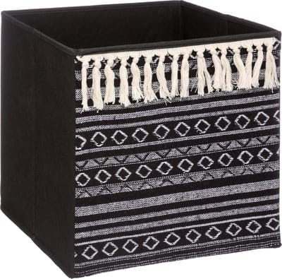 5Five Opbergmand/kastmand - karton/kunststof - 29 liter - zwart - 31 x 31 x 31 cm