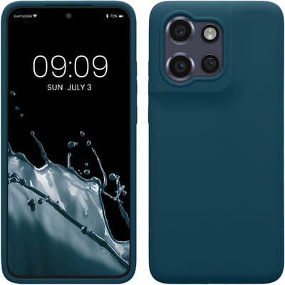 kwmobile telefoonhoesje geschikt voor Motorola Edge 60 Neo / Edge 50 Neo / ThinkPhone 25 - Hoesje met siliconen coating - Smartphone case in mat petrol