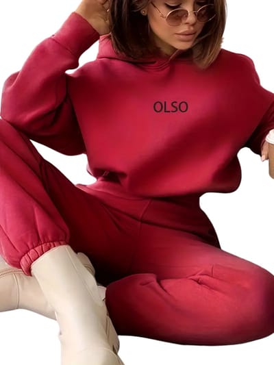 Livano Joggingpak Dames - Huispak - Trainingspak - Volwassenen - Capuchon - Jogging Pak - Joggingbroeken - Broek - Hoodie - Rood - Maat S