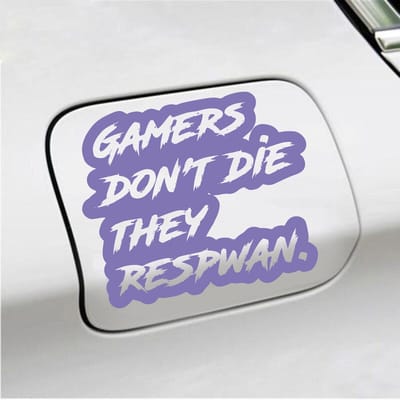 Bumpersticker - Gamers Dont Die They Respawn - 12,6 X 14,8 - Paars