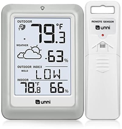 Draadloos Weerstation met Buiten Sensor, Groot Bereik en Verstelbare Achtergrondverlichting