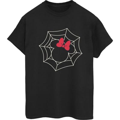 Disney Dames/Dames Minnie Mouse Spinnenweb Katoenen Vriendje T-shirt (Zwart)