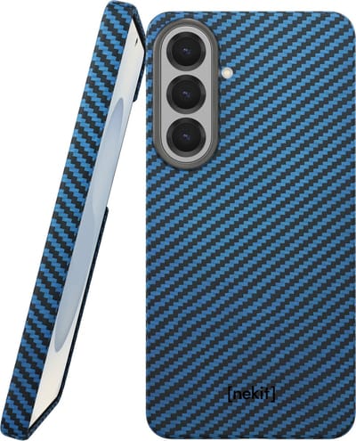 NEKIT Fiber Hoesje Geschikt voor Samsung Galaxy S26 - Compatibel met MagSafe en Qi2 - High-Tech Kevlar - Back Cover Ultra Dun - Blauw