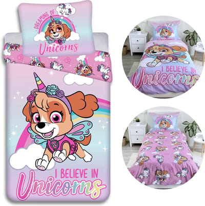 Paw Patrol Skye eenhoorn, beddengoed met rits, kinderen, katoenen beddengoed 140x200 cm, Oeko-Tex