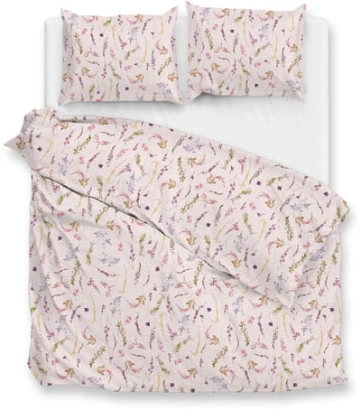 Zohome Dekbedovertrek Paco - Deken - Dekbed - Roze - 100% Katoen - Bladeren - 200x220 + 2 slopen 60/70 cm