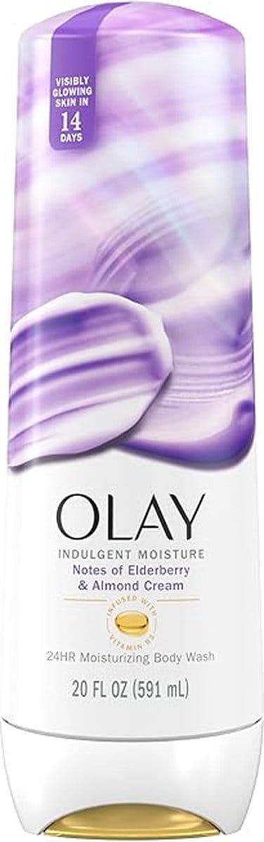 Olay - Indulgent Moisture Body Wash for Women, Infused with Vitamin B3, Notes of Elderberry and Almond Cream Scent - 591ml