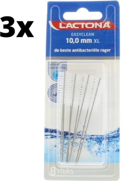 Lactona Ragers EasyClean XL 10.0mm Transparant - 3 x 8 stuks - Voordeelverpakking