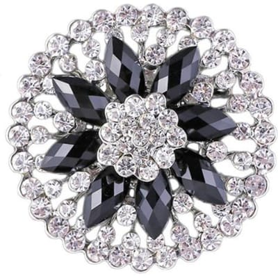 Hoogwaardige Ronde Strass Broche Mode Veelzijdige Sieraden Uniform Kleding Accessoires black