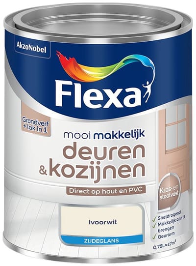 Flexa - Mooi Makkelijk Deuren & Kozijnen Zijdeglans - Ivoorwit - Mengverf - 750 Ml