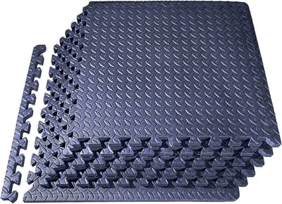 Loopbandmat Set - Beschermende Vloertegels - Fitness Thuistraining - 8 In elkaar grijpende Tegels - 60 x 60 cm - Marineblauw