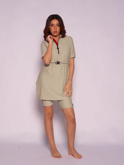 MYKINY BRAND - Maisa - Semi Burkini - Groen Sage - Badpak - Maat M - Waterafstotend (valt klein)