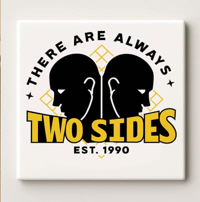 Two Sides Tegel – “There Are Always Two Sides” Motiverend Design – 15x15 cm Keramische Wanddecoratie – Inspirerend Cadeau voor Thuis & Kantoor