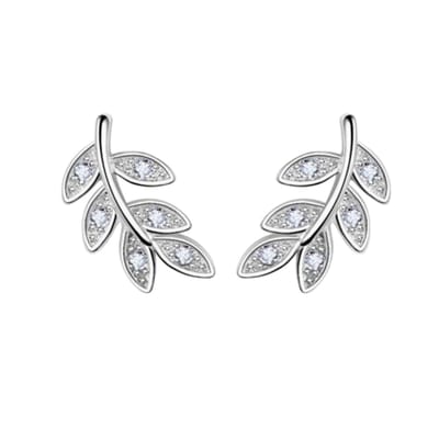 Aramat Jewels | Oorbellen | Zilveren Blaadje Oorbellen Zirkonia – 9x6mm | | | |6mm | Zilver | Kinderen, Volwassenen | Verkleurd niet