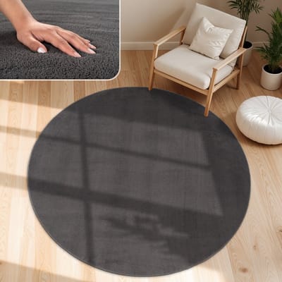 Paco Home Moderne woonkamer tapijt kortpolig wasbaar zacht uni effect bont antislip 80 cm Rund