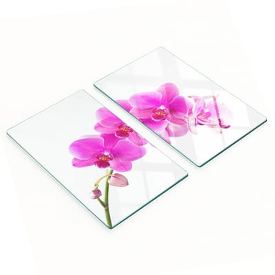Decoratieve snijplanken van gehard glas, roze orchidee, 2x30x52 cm
