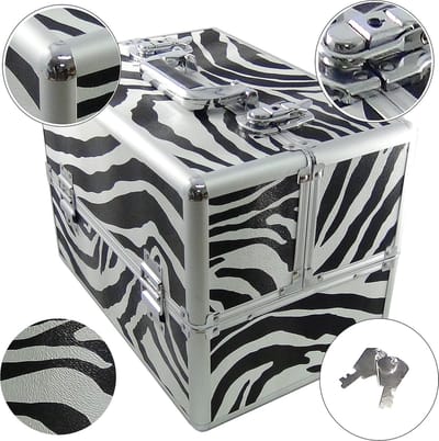 XXL Zebra Designer beautycase make-upkoffer - 365 x 275 x 24 cm - sieradenvak - reisbox - BS355 nagelstyliste koffer