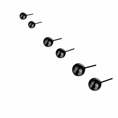 3 paar Oorknopjes Zwart 2-3-4 mm allergievrij