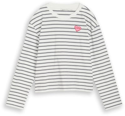 Tom Tailor Denim - Boxy fit shirt met lange mouwen en hartjesborduursel - Maat XXL - off white navy stripe