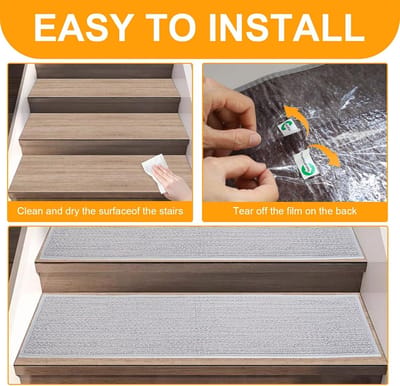 Famanu – Trapmatten voor houten trappen set van 15 zelfklevende traptreden 20 x 76 cm antislip en ge