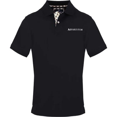 Aquascutum Heren Geborduurd Logo Poloshirt (Zwart)