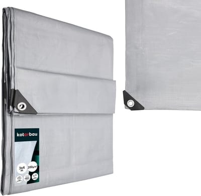 Waterdicht Polyethyleen Afdekzeil 3 x 4 m Zilver UV-bestendig Beschermzeil voor Buitenmeubels