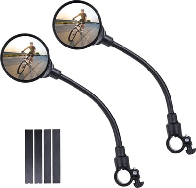 Dailygoody - Draaibare Fietsspiegels - Groothoek Spiegels - Verbeterde Veiligheid - Geschikt voor Stuur 22-30 mm - Convexe Spiegels - Fietsaccessoires