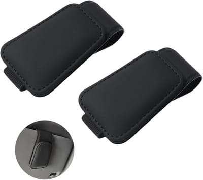 Famanu – 2 stuks zwarte brillenhouder voor autozonneklep, magnetische zonnebrilhouder, brillenclip en kaarthouder, ruimtebesparende opslag voor brillen, tankkaarten, tickets