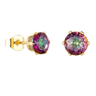 Aramat Jewels | Oorbellen | RVS zirkonia oorbellen multicolor en goudkleur | 6mm | | | Staal | Kinderen, Volwassenen | Verkleurd niet