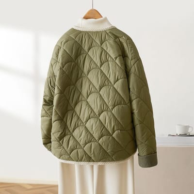 Veste en coton matelassé pour l'hiver Nouveau style coréen Mode Décontracté Contraste Court Chaud Coton 3XL beige