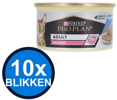 10x Pro Plan - Cat Mousse Delicate Kalkoen - Kattenvoer Natvoer - 85 g