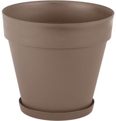 Taupe Bloempot - Mansion 23L in- & outdoor - Ronde gerecycleerde hoogwaardige sierpot Ø37cm + gratis schaal en drainage - Mokka