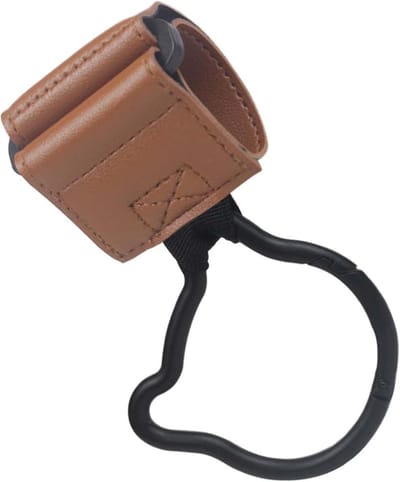 Kinderwagen Haken - Babywagen Karabijnhaak - Tassen Ophangen - Charmant Berenmotief - 17.4 x 11.6 cm - Bruin