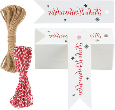 Kerstcadeau Hangertjes 100 stuks Papieren Hangertjes 2cm x 7cm, Decoratieve Hangers voor Feest en DIY Versiering
