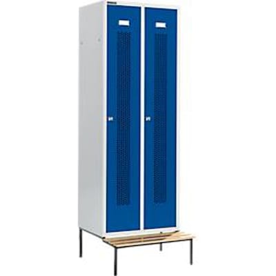 Schäfer Shop Select Kledinglocker, met zitbank, 2 compartimenten, 300 mm, cilinderslot, deur gentiaanblauw