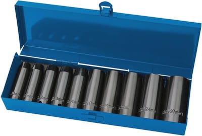 Metrische Socket Set 1/2" Vierkant met 10 Stukken - Zwart