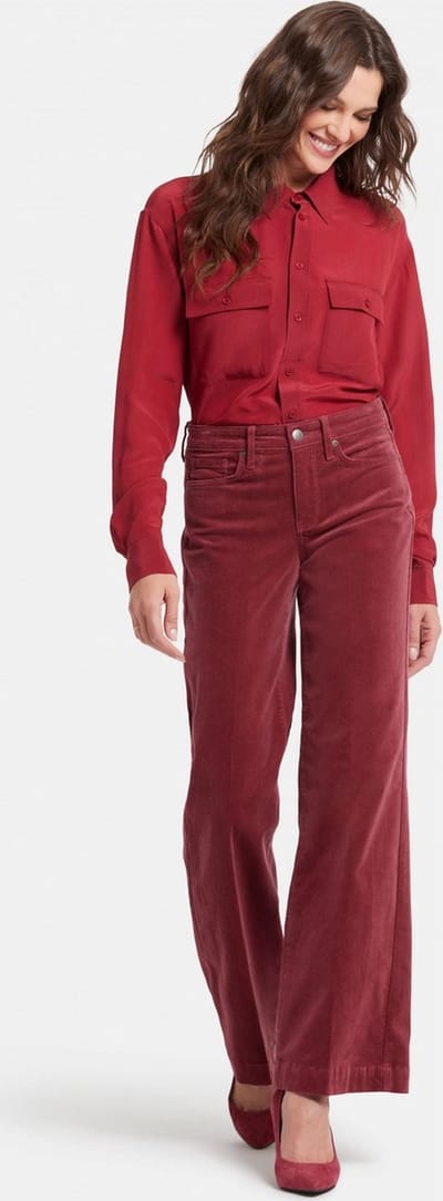 Teresa Wijde Pantalon Rood Corduroy
