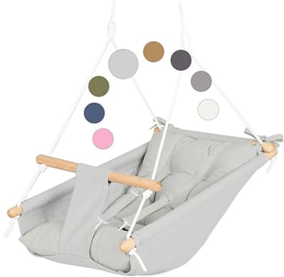 Hangstoel voor Binnen en Buiten - Canvas Peuterschommel met 5-Punts Veiligheidsgordels voor Kinderen