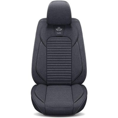 Autostoelkussen Linnen Alle seizoenen Universeel Stoffen Stoelhoes Zitkussen All-inclusive Antislip Enkele Stoelhoes All-inclusive Zomer grijs