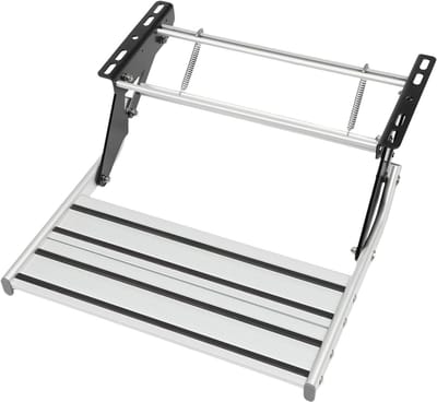 Camper Opstap - Campingtrap Aluminium - Veilig Instappen - Antislip Rubber - 50 x 23 cm - Zilver Zwart