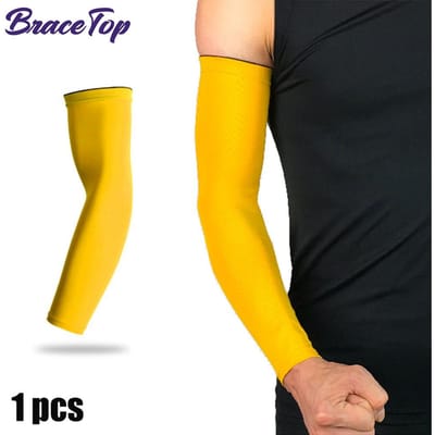 Bracetop 1 Stuks Sport Arm Compressie Sleeve UV Bescherming Basketbal Fietsen Hardlopen Fitness Armwarmer Volleybal Zonwerende Band XXL - weight 80-90kg