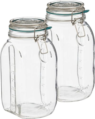 5Five Weckpot/inmaakpot Jarro - 2x - 2L - glas - beugelsluiting - D15 x H22 cm